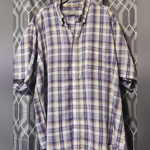 Classic Purple and White Plaid Men's Shirt